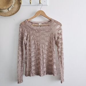 Mudd Clothing Women's Dusty Rose Blouse Elegant Lace Long Sleeve Top Size Large